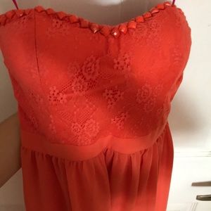 Orange strapless dress